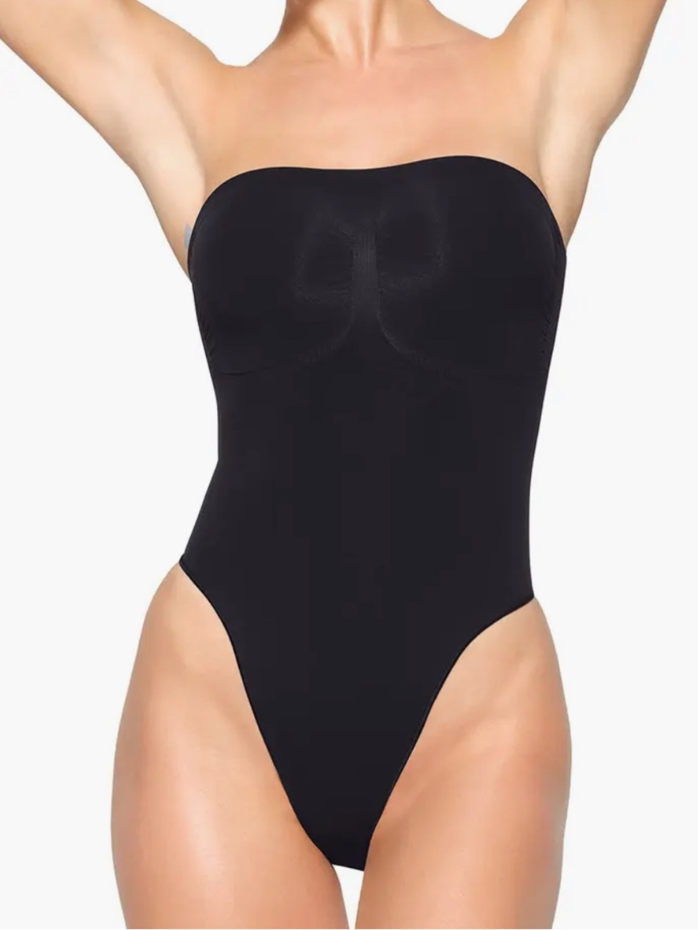 SKIMS Seamless Sculpt Strapless Thong Bodysuit Onyx Size S